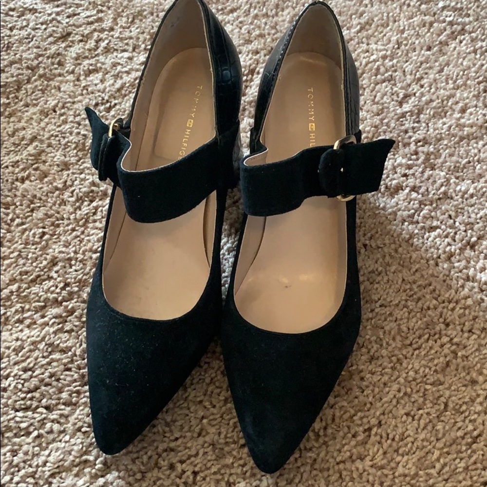 Black Leather and Suede Chuncky heel